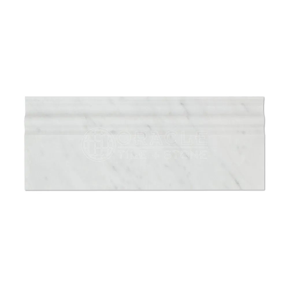 Carrara White Italian (Bianco Carrara) Marble Baseboard Trim Molding, Polished