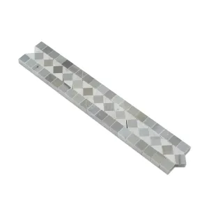Carrara White Italian (Bianco Carrara) Marble BIAS Border / Listello with Blue & Gray Dots, Polished
