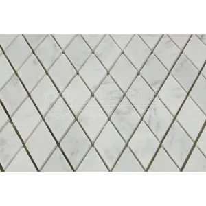 Carrara White Italian (Bianco Carrara) Marble Diamond - Rhomboid Mosaic Tile, Polished