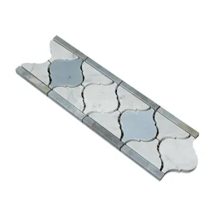 Carrara White Italian (Bianco Carrara) Marble Lantern Border (with Blue & Gray Marble, Polished)