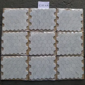 Carrara White Italian Carrera Marble Hexagon Mosaic Tile 2 inch Polished