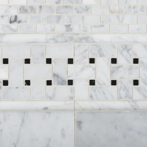 Carrara White Marble Polished Baby Brick Mosaic Tile - Box of 5 sq. ft.