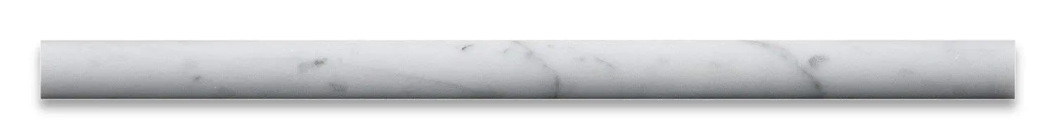 Carrrara White 3/4" X 12" Marble Polished Bullnose Pencil Liner Trim