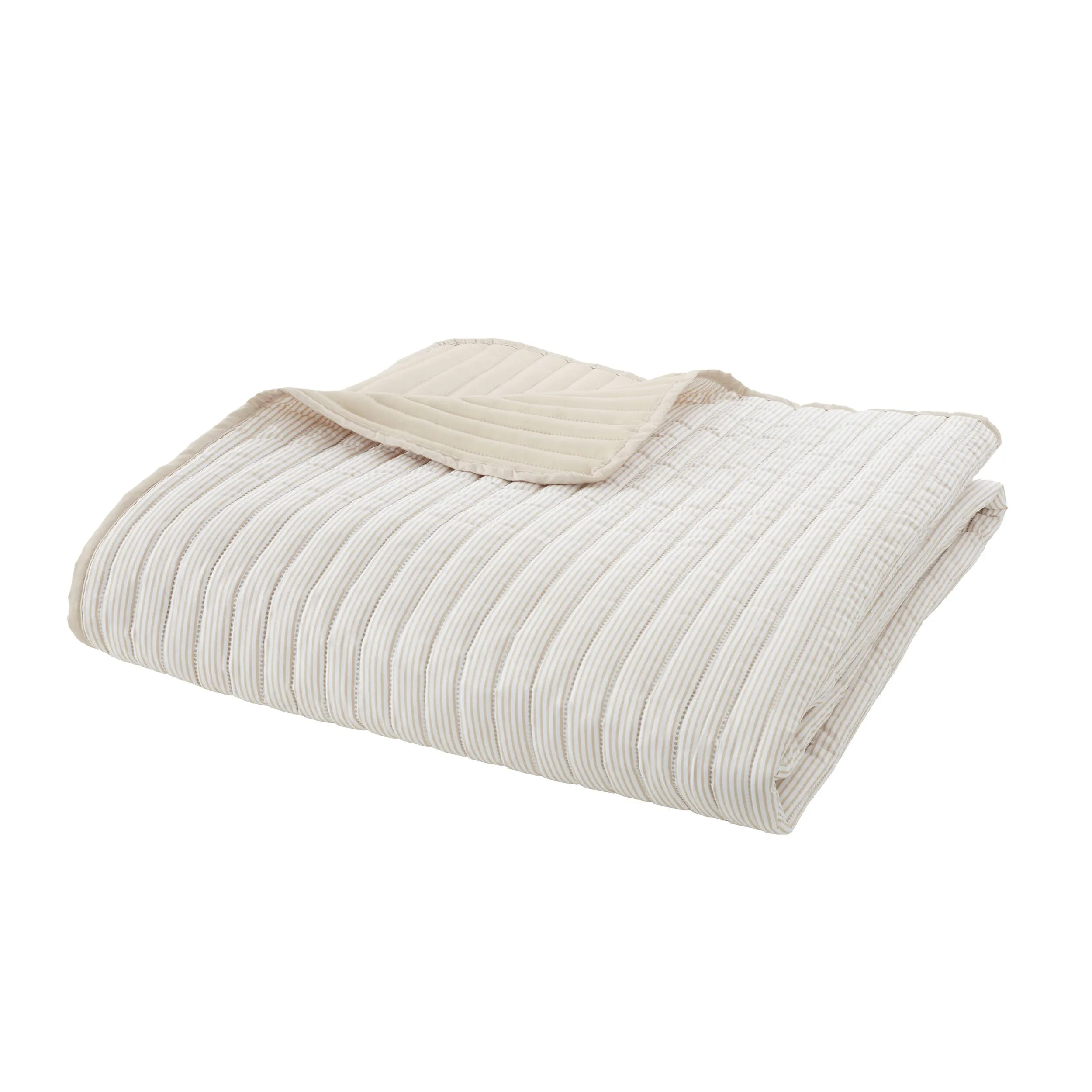 Catherine Lansfield Stripe Bedspread - Natural