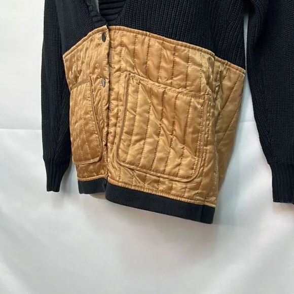Central Park West Black and Brown sweater jacket quilted size small