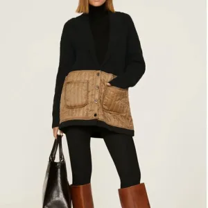 Central Park West Black and Brown sweater jacket quilted size small