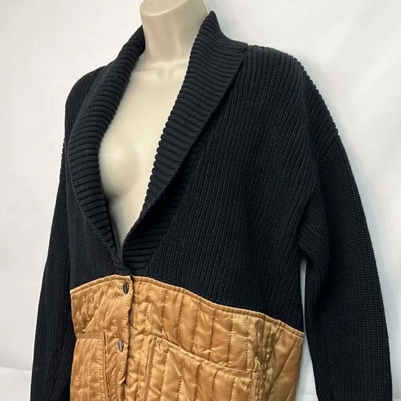 Central Park West Black and Brown sweater jacket quilted size small