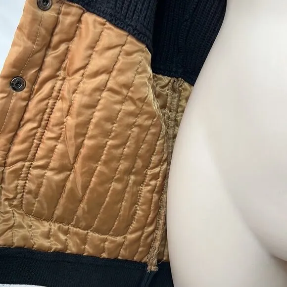 Central Park West Black and Brown sweater jacket quilted size small