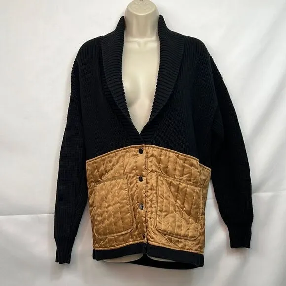 Central Park West Black and Brown sweater jacket quilted size small