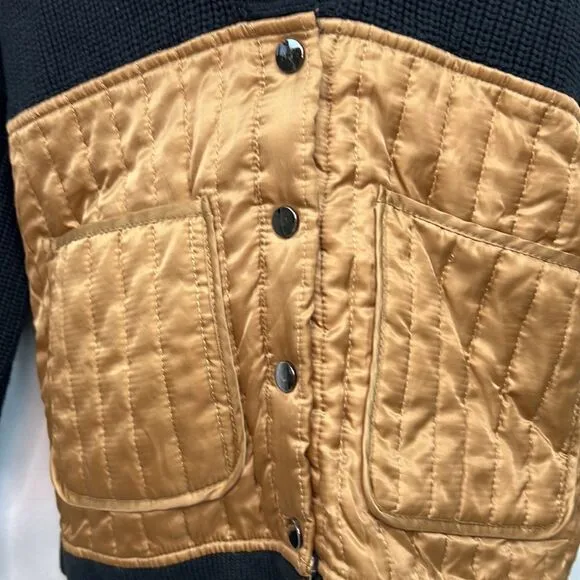 Central Park West Black and Brown sweater jacket quilted size small