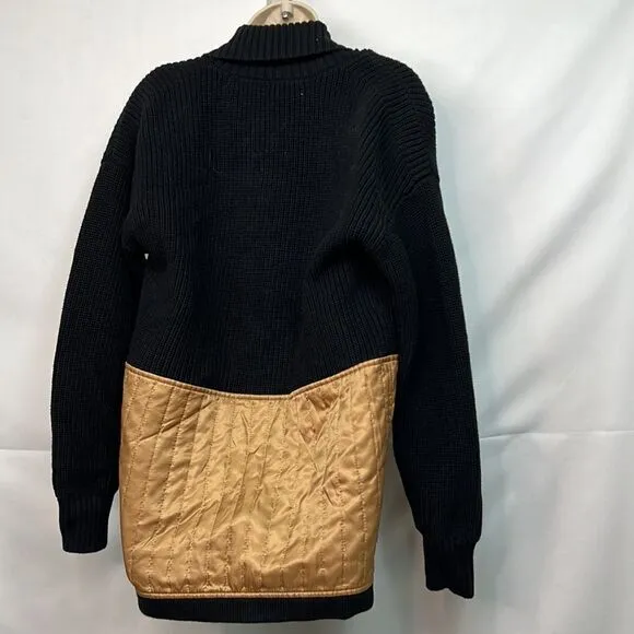 Central Park West Black and Brown sweater jacket quilted size small