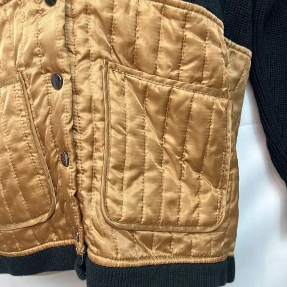 Central Park West Black and Brown sweater jacket quilted size small