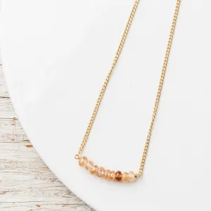 Champagne Zircon Arch Necklace on Gold Curb Chain