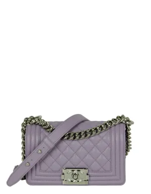 Chanel 2024 Purple Caviar Leather Small Boy Bag
