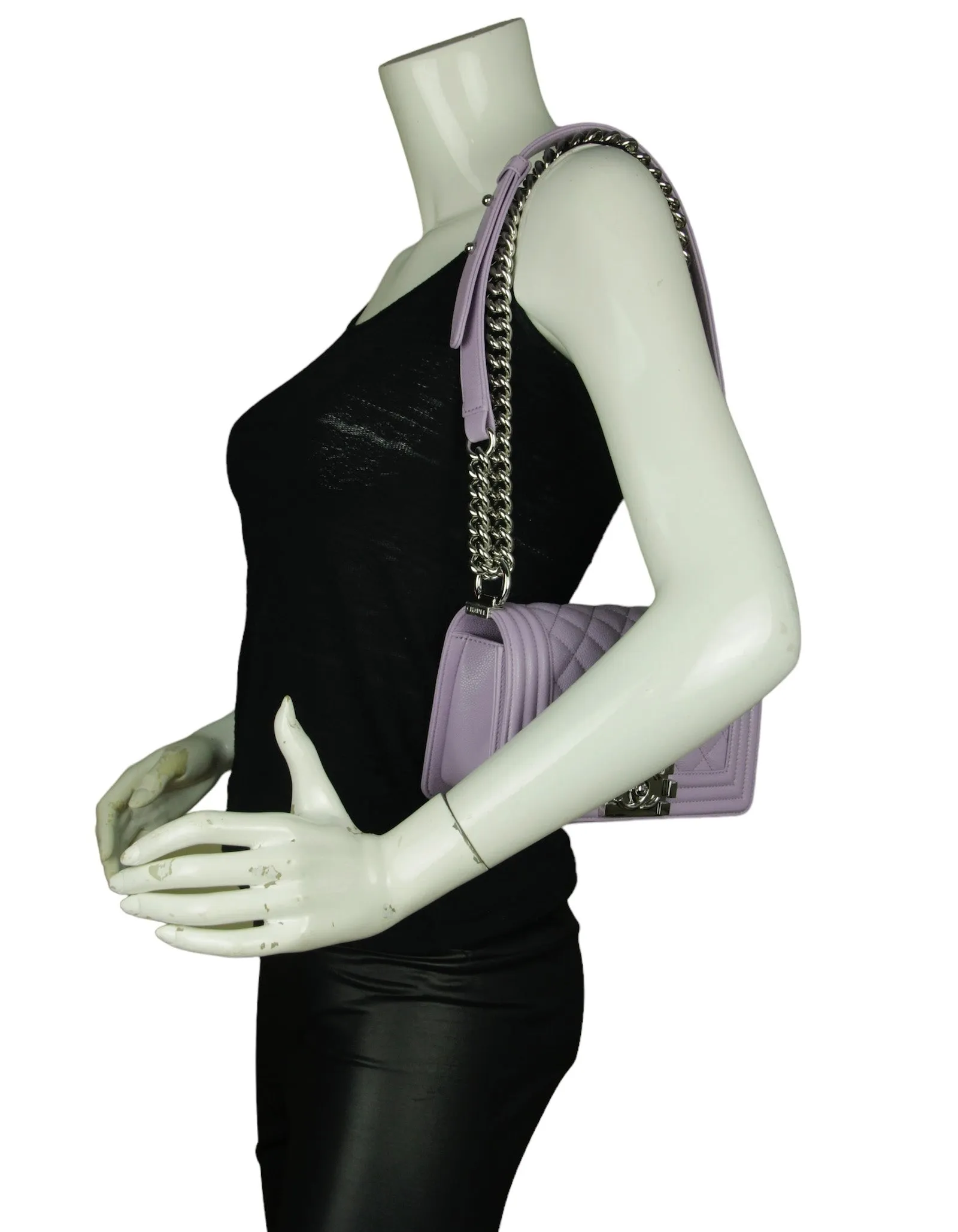 Chanel 2024 Purple Caviar Leather Small Boy Bag