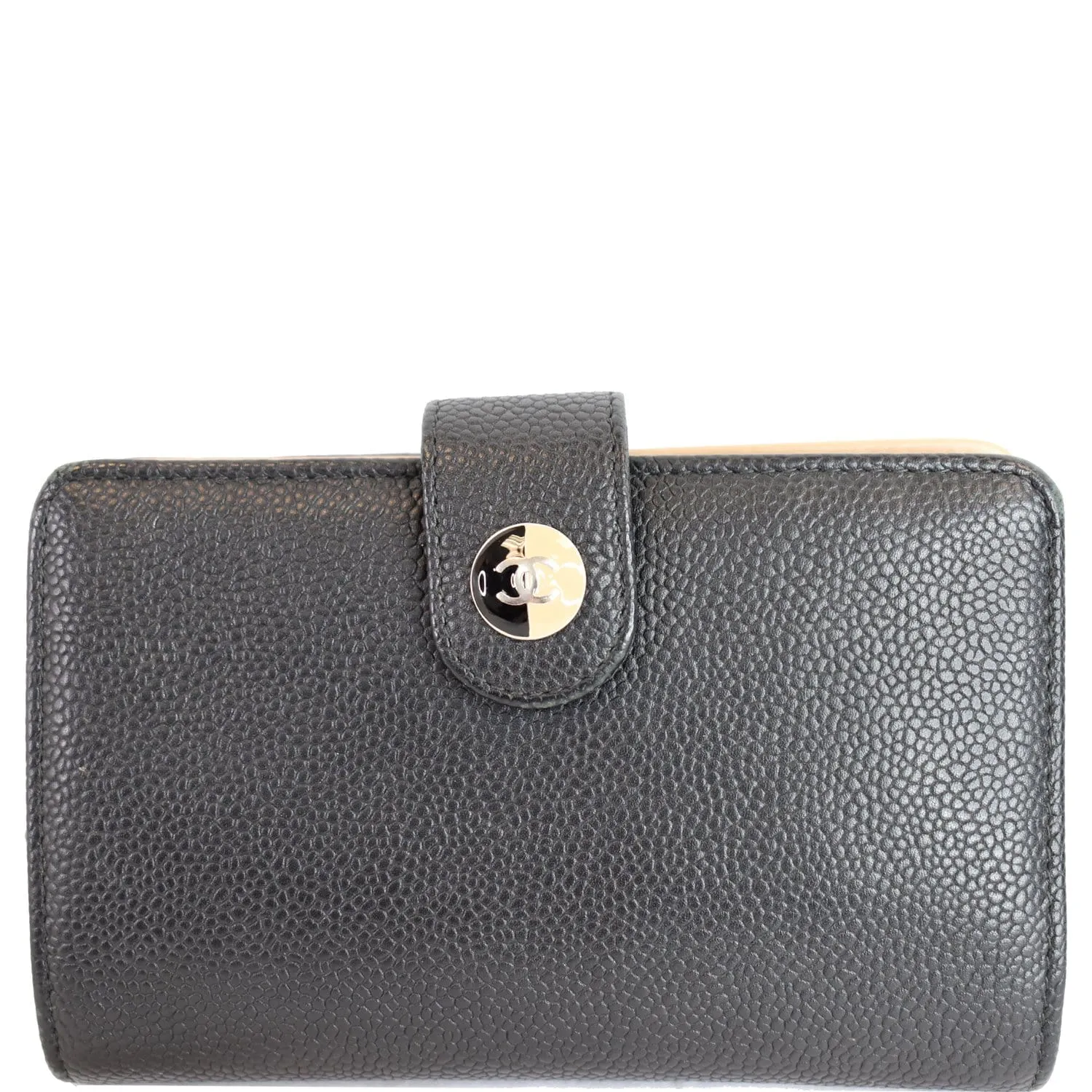 CHANEL Bifold Caviar Leather Wallet Black