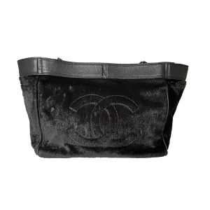 Chanel Black Calf Hair Chain Tote