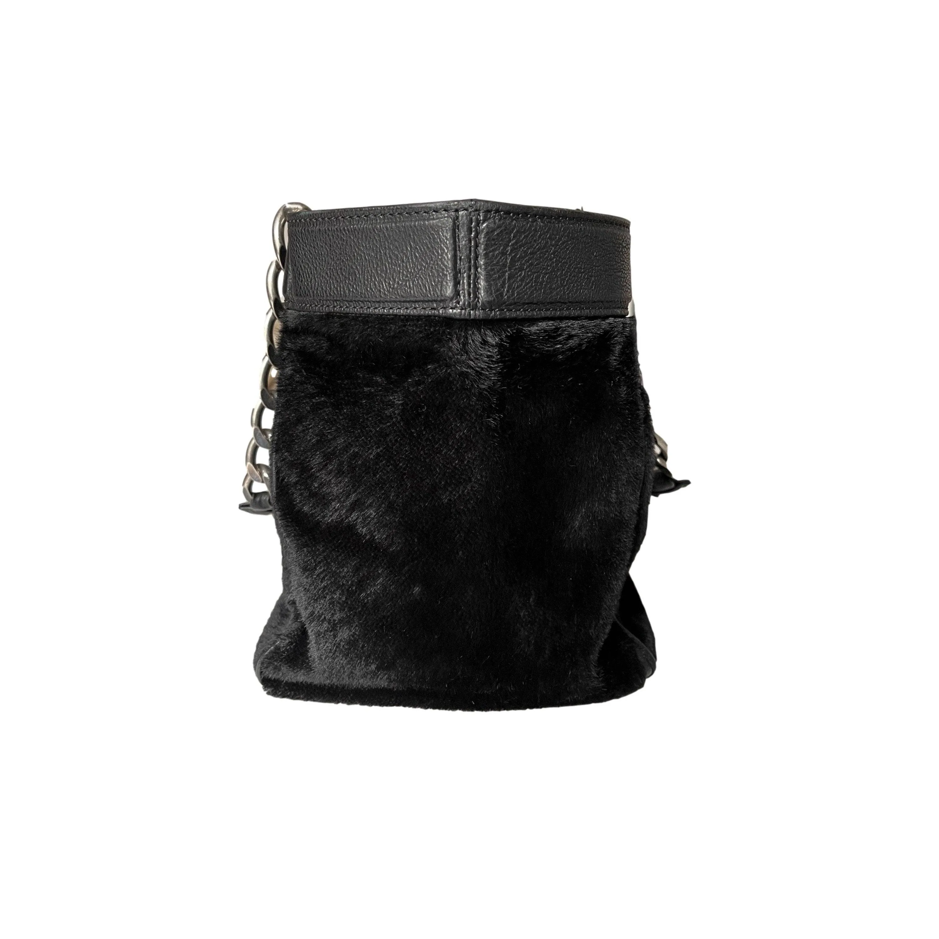 Chanel Black Calf Hair Chain Tote