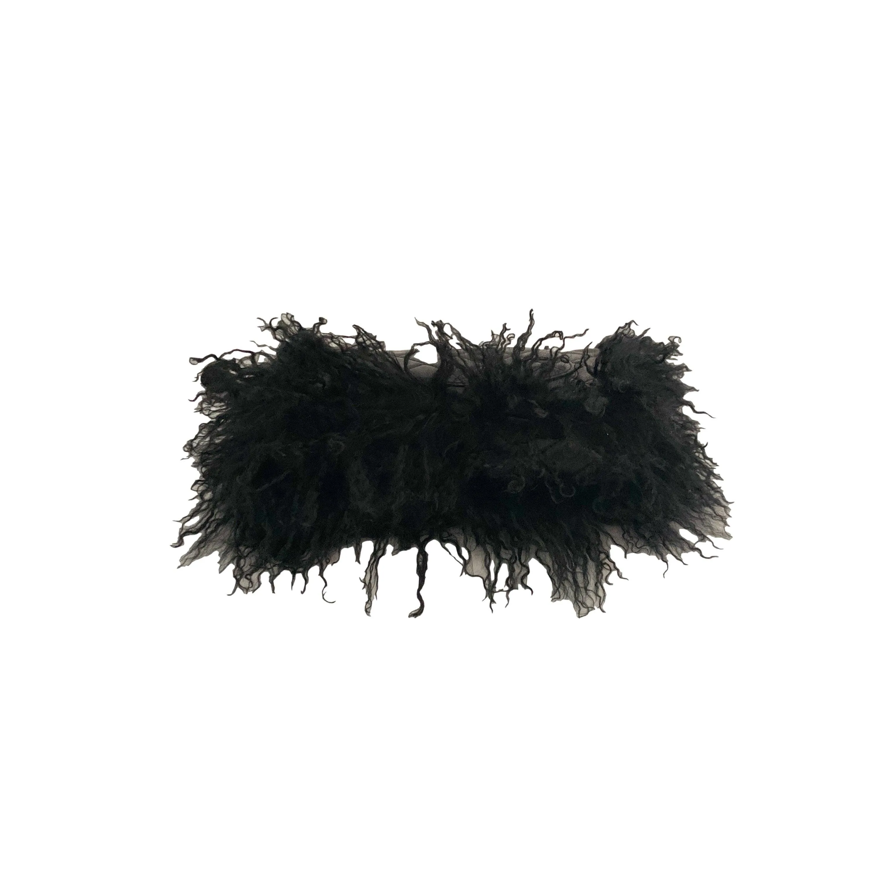 Chanel Black Fur Chain Flap Bag