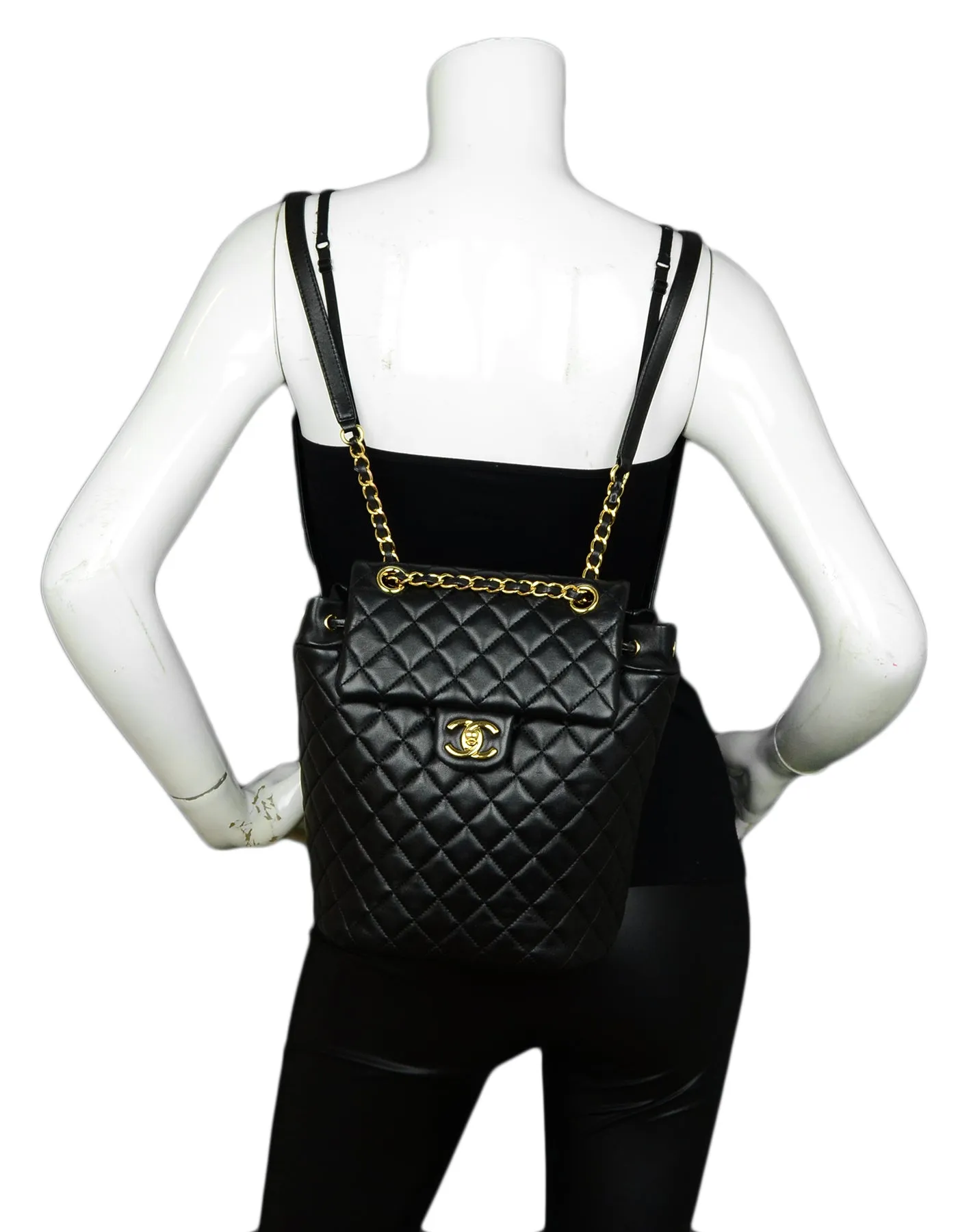 Chanel Black Lambskin Quilted Leather Small Urban Spirit Backpack Bag