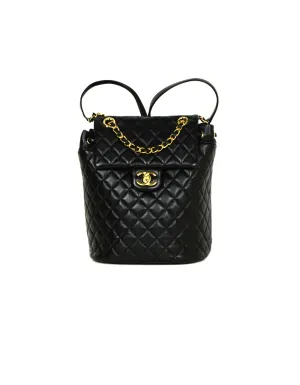 Chanel Black Lambskin Quilted Leather Small Urban Spirit Backpack Bag