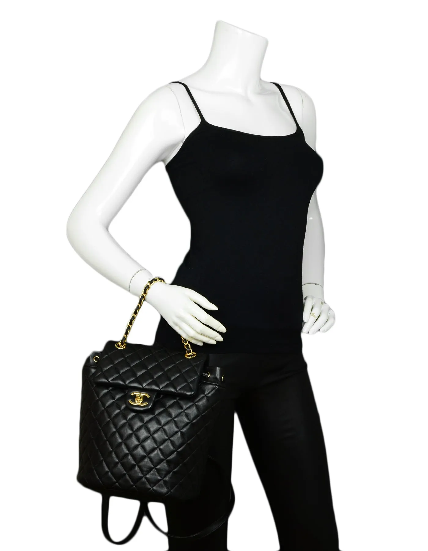 Chanel Black Lambskin Quilted Leather Small Urban Spirit Backpack Bag
