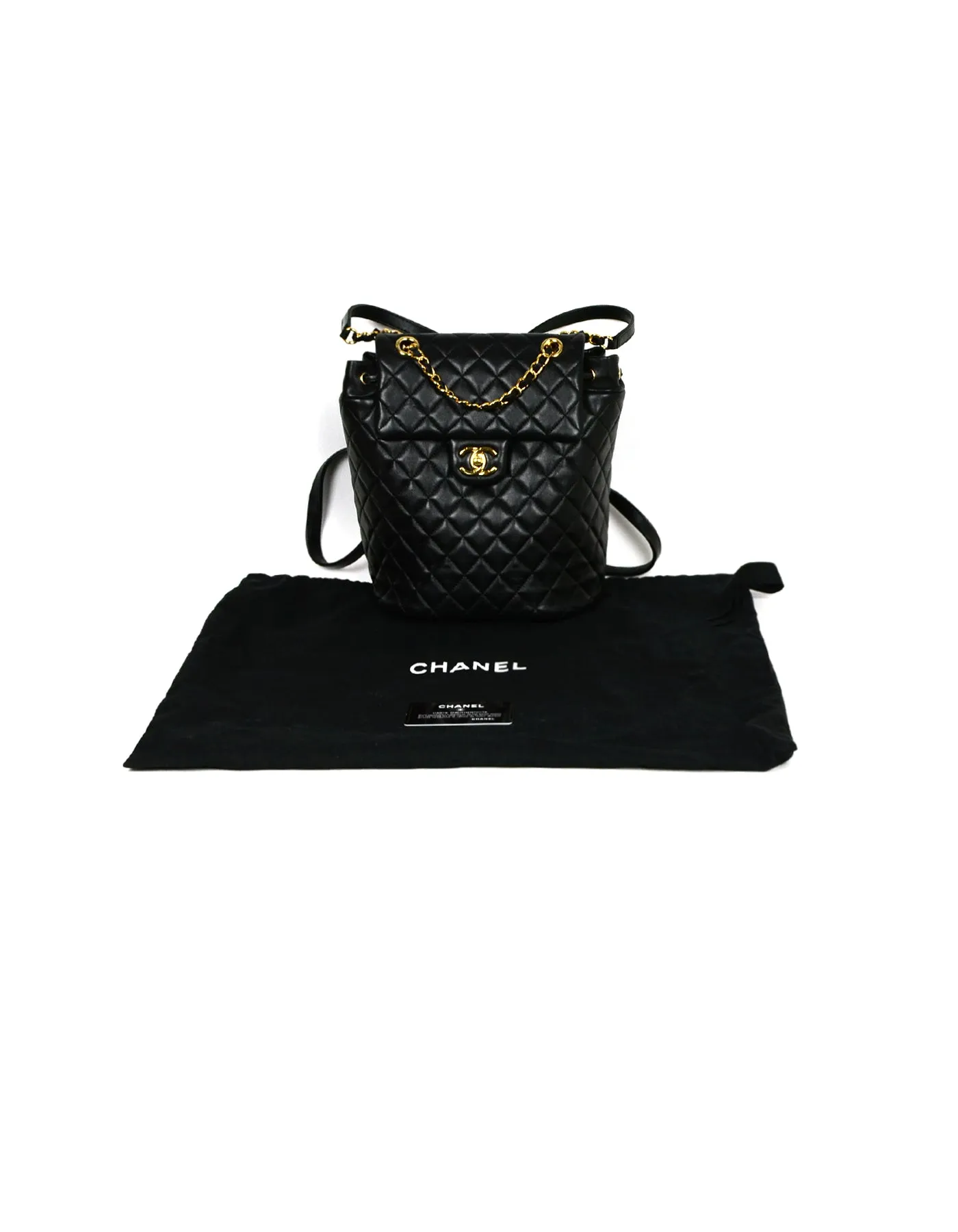 Chanel Black Lambskin Quilted Leather Small Urban Spirit Backpack Bag