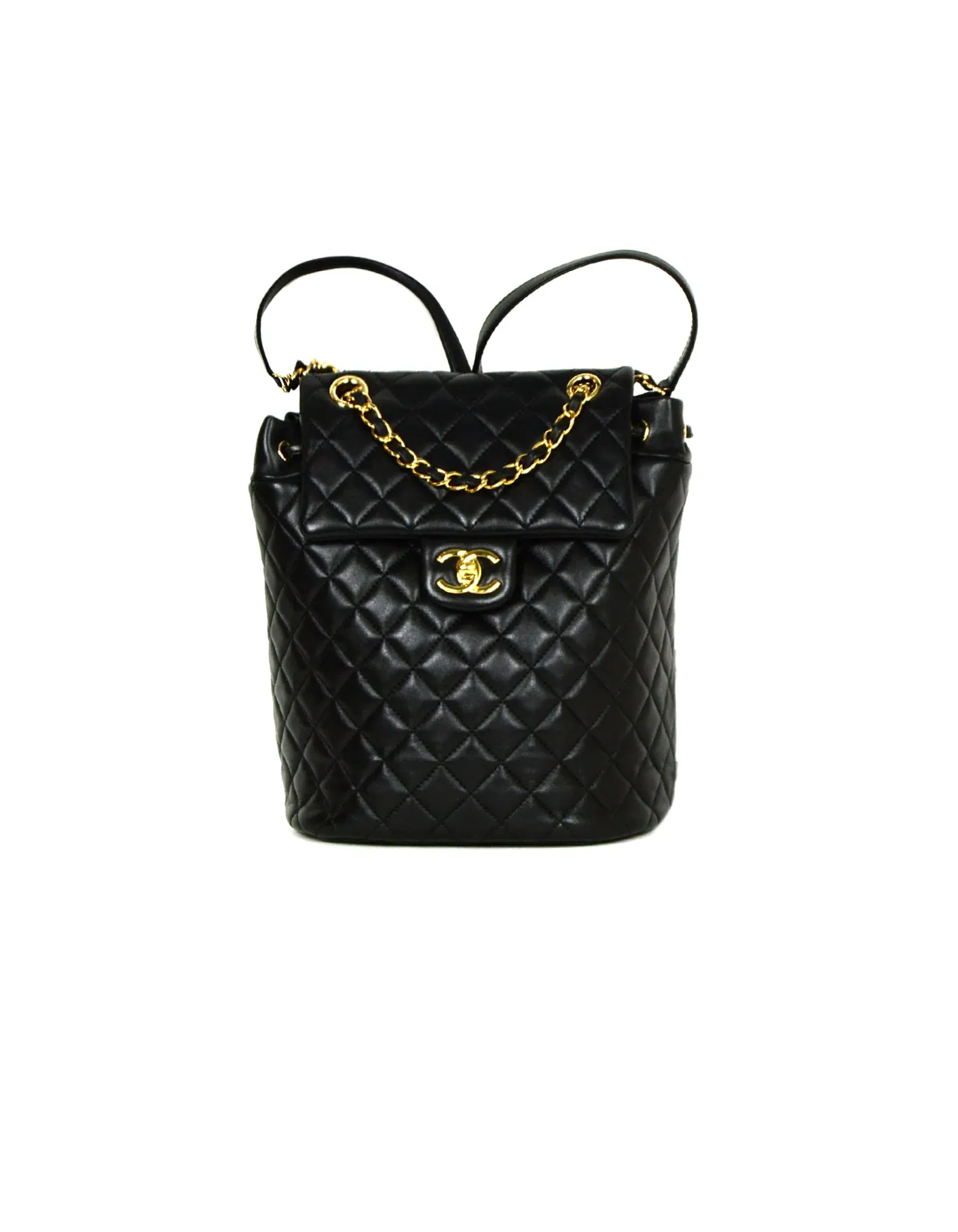 Chanel Black Lambskin Quilted Leather Small Urban Spirit Backpack Bag
