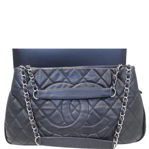CHANEL Black Quilted Caviar Leather Zip Around Tote Bag