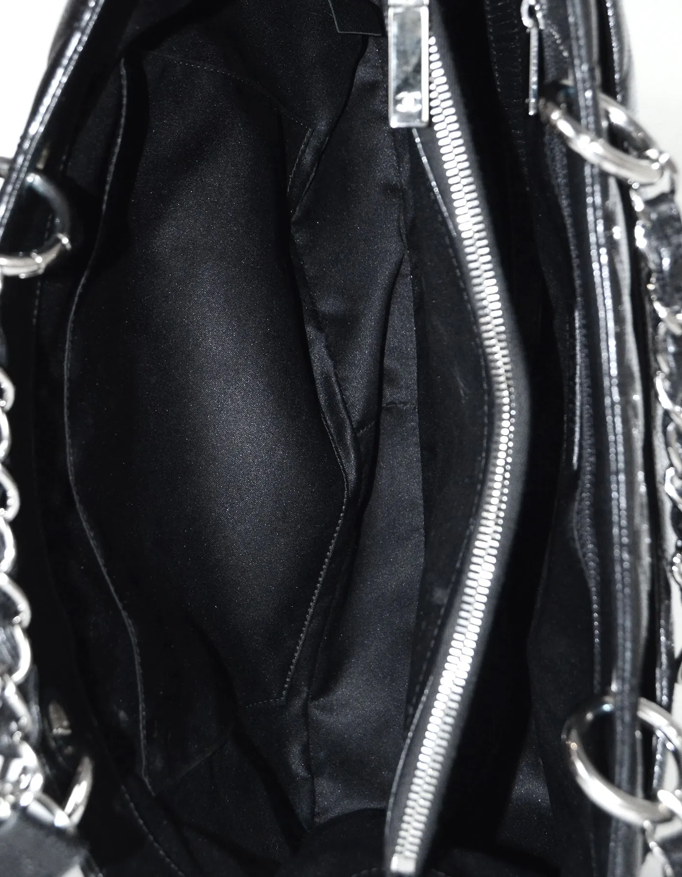 Chanel Black/Silver Caviar Leather GST Grand Shopper Tote Bag