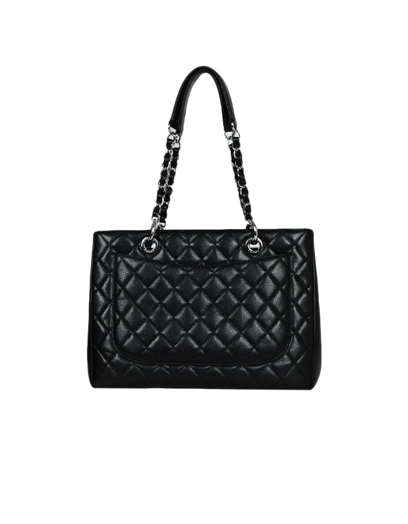 Chanel Black/Silver Caviar Leather GST Grand Shopper Tote Bag