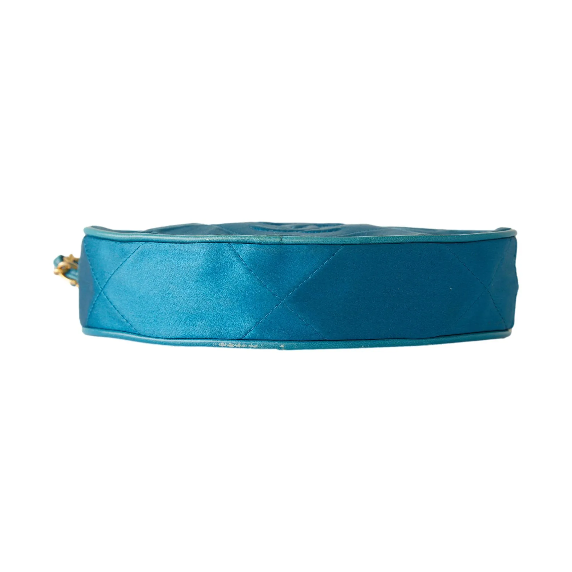 Chanel Blue Satin Logo Tassel Clutch