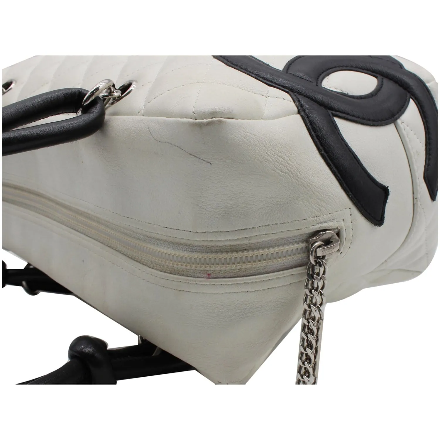 CHANEL Cambon Ligne Quilted Leather Bowler Tote Bag White - 10% OFF