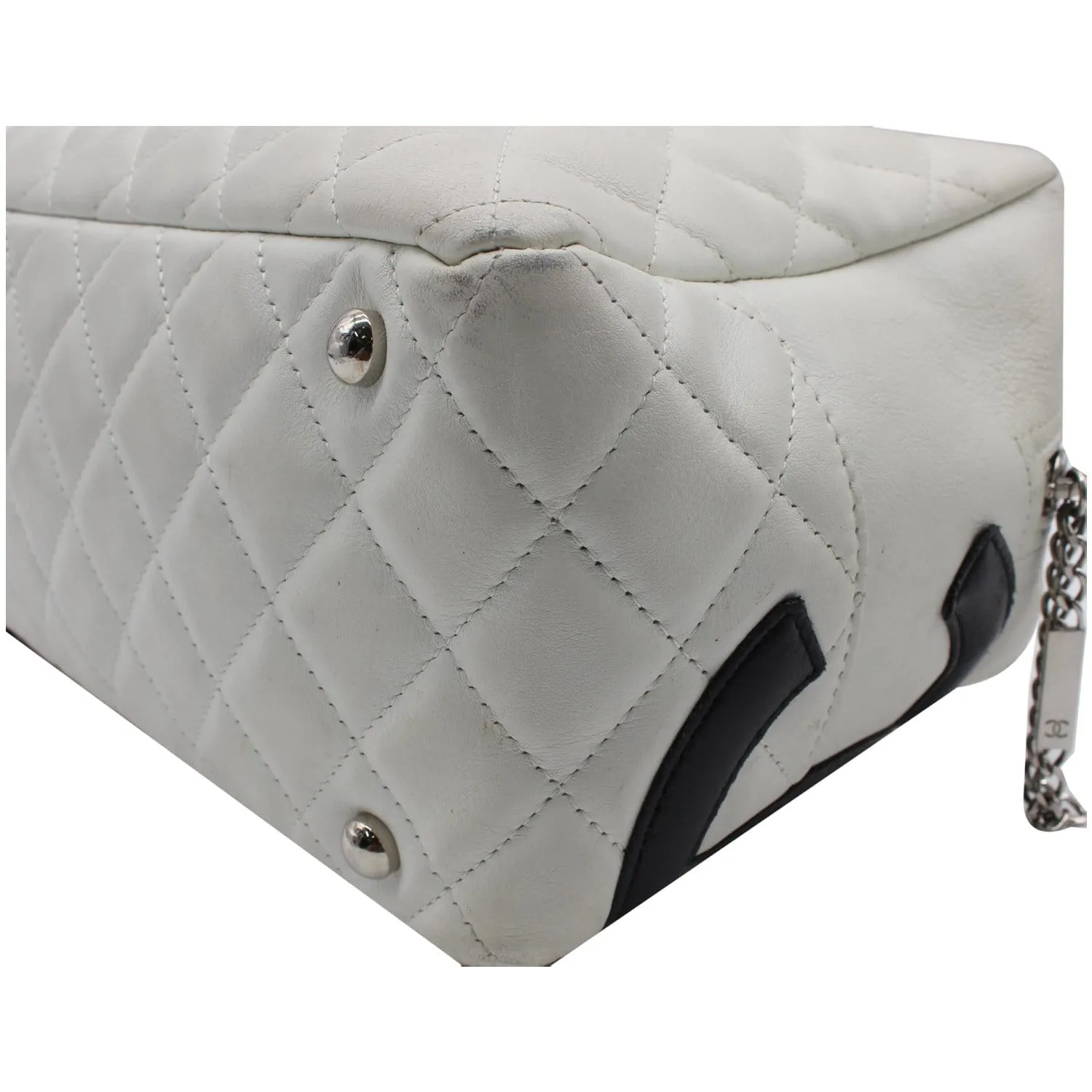 CHANEL Cambon Ligne Quilted Leather Bowler Tote Bag White - 10% OFF