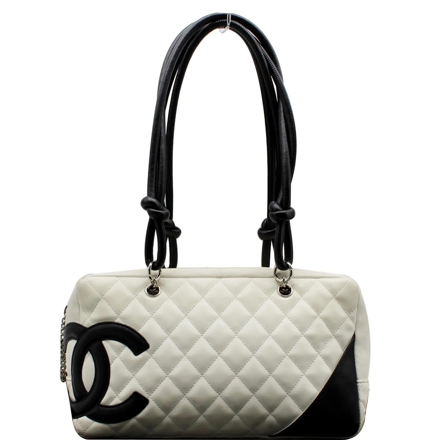 CHANEL Cambon Ligne Quilted Leather Bowler Tote Bag White - 10% OFF