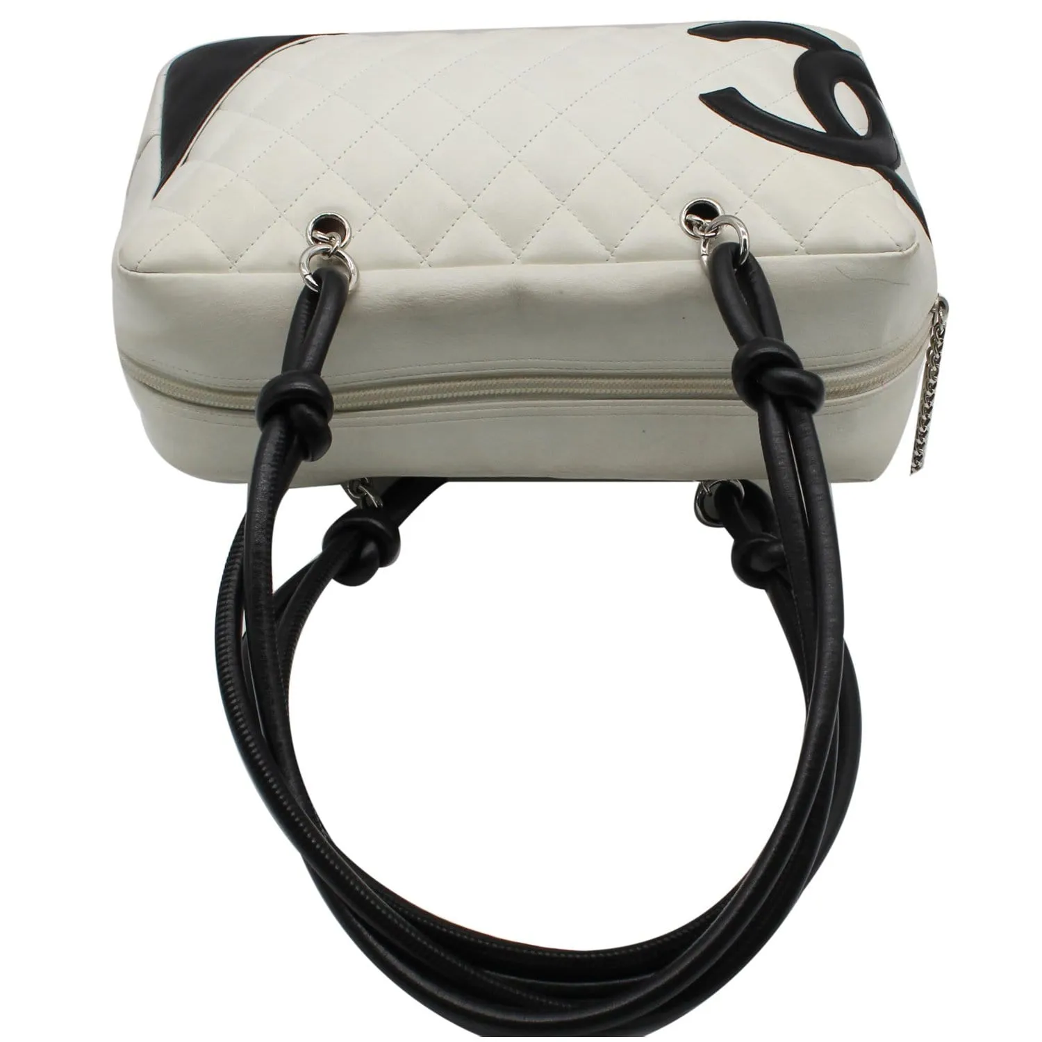 CHANEL Cambon Ligne Quilted Leather Bowler Tote Bag White - 10% OFF