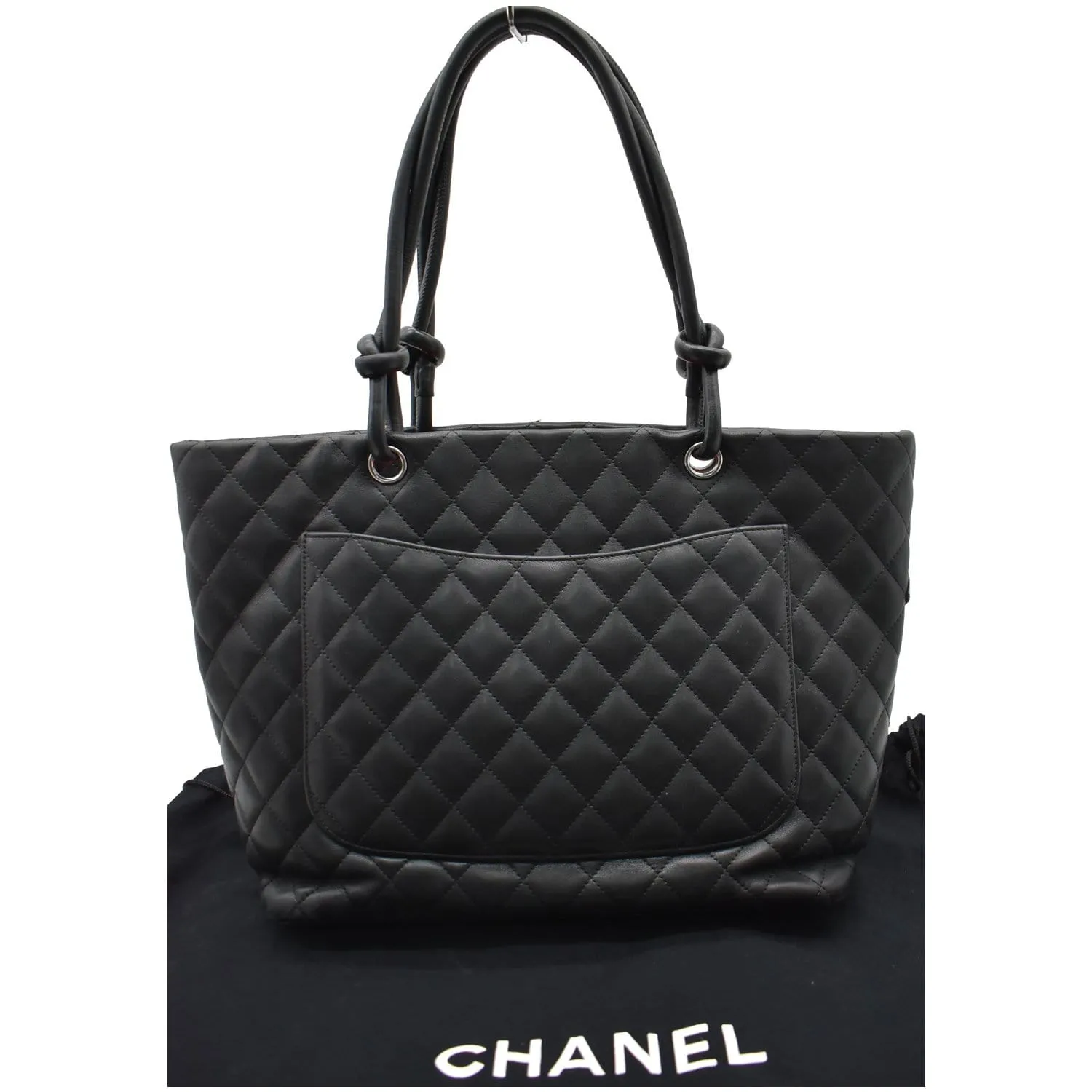 CHANEL Cambon Ligne Quilted Leather Large Tote Bag Black