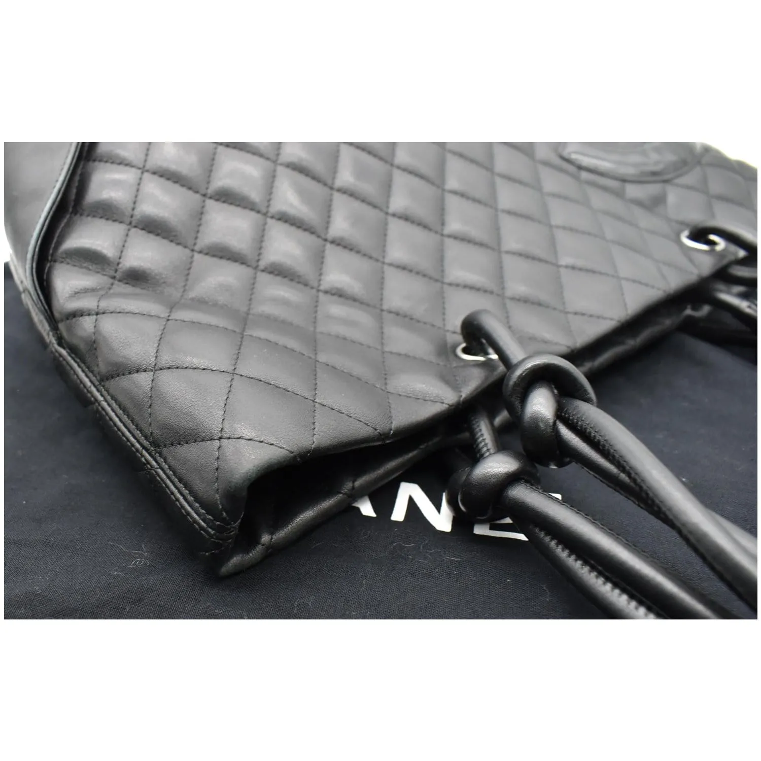 CHANEL Cambon Ligne Quilted Leather Large Tote Bag Black