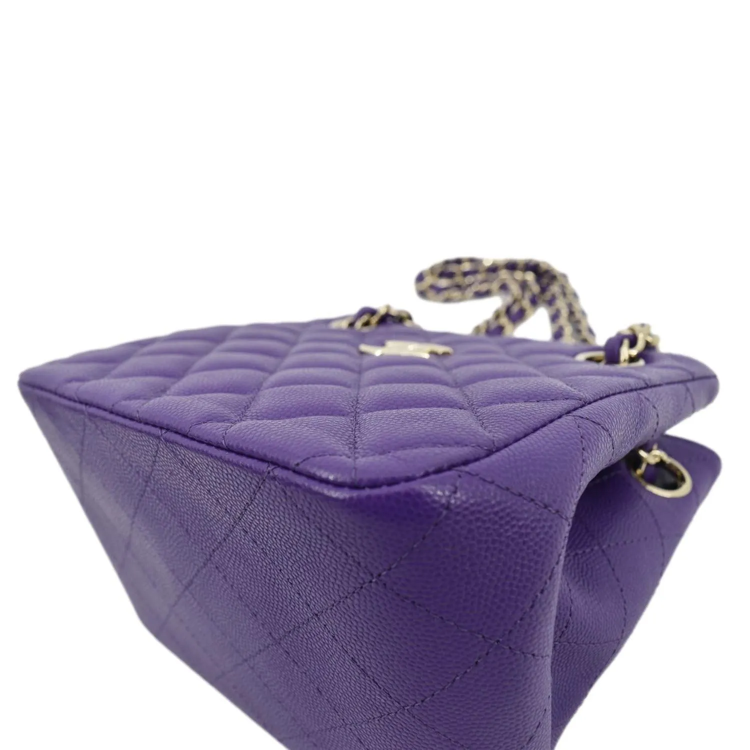 CHANEL CC Quilted Caviar Leather Tote Bucket Bag Purple