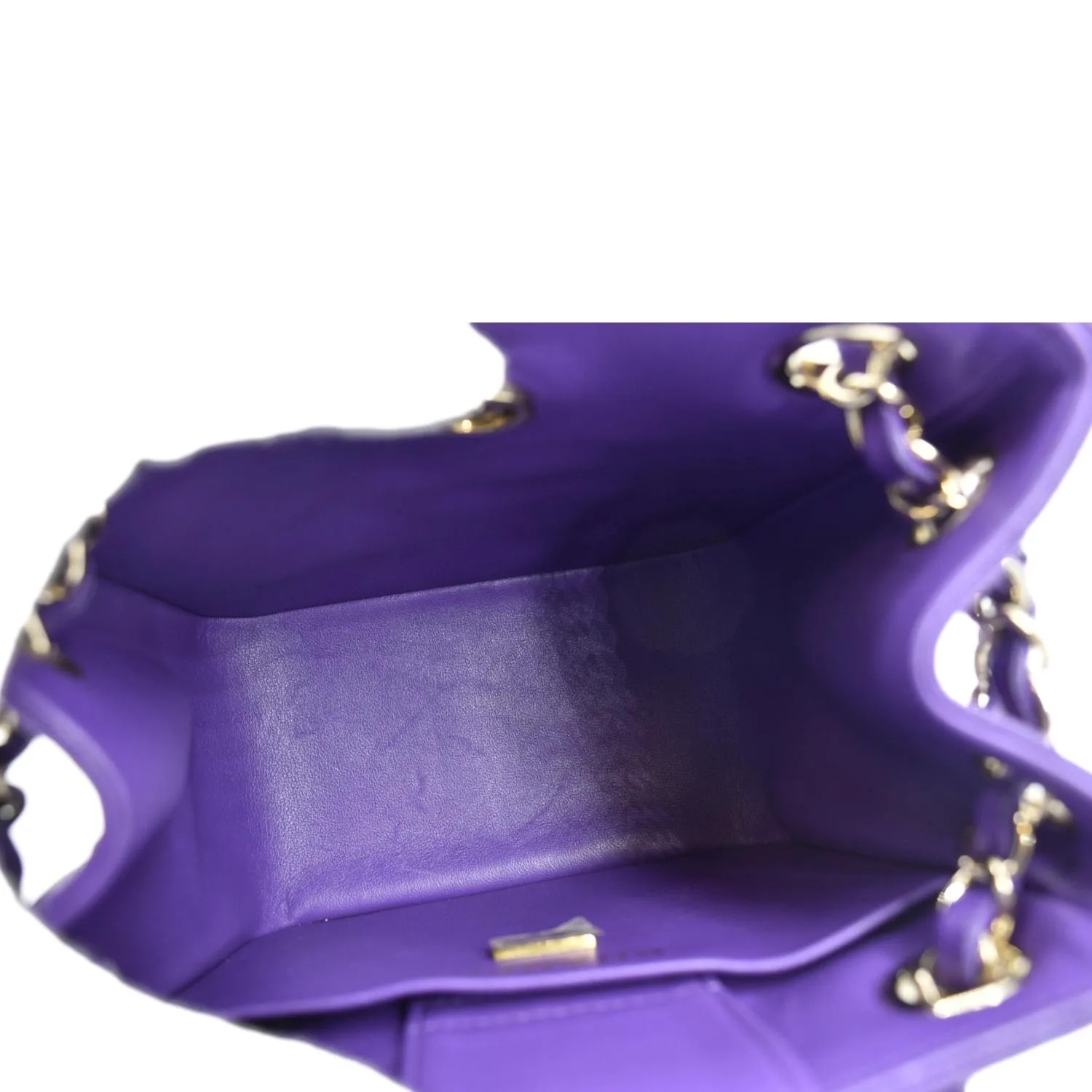 CHANEL CC Quilted Caviar Leather Tote Bucket Bag Purple
