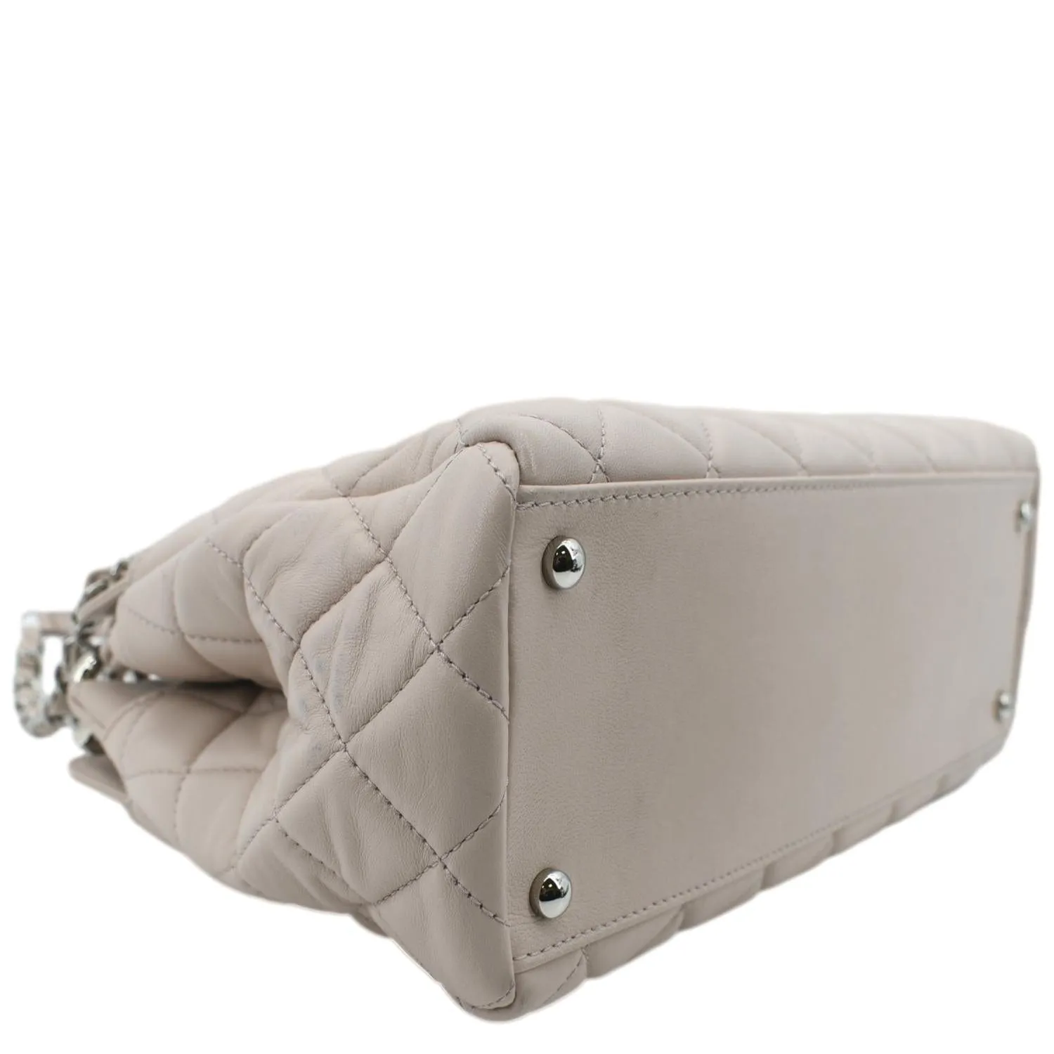 CHANEL CC Quilted Lambskin Leather Shopping Tote Bag Light Pink