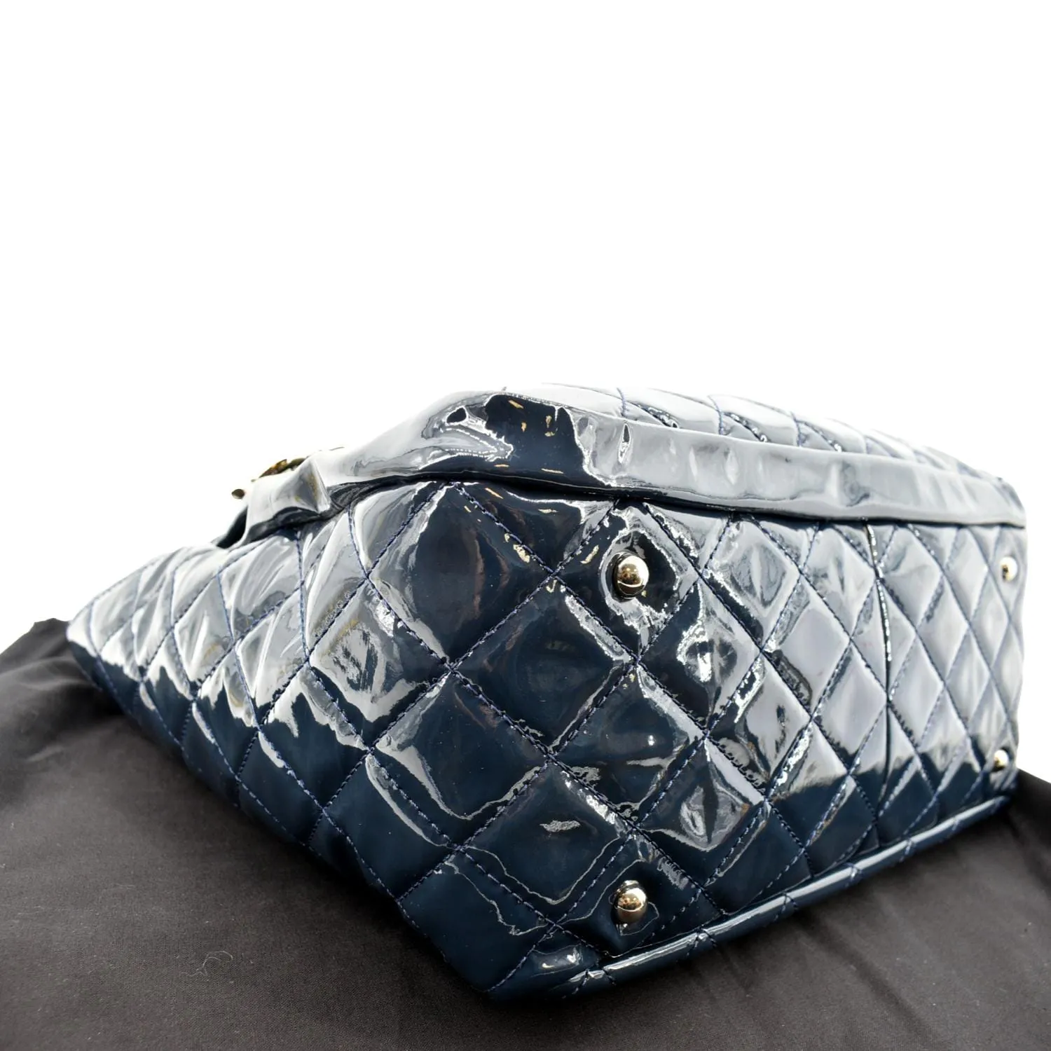 CHANEL Chic Glitter Large Patent Leather Tote Bag Blue