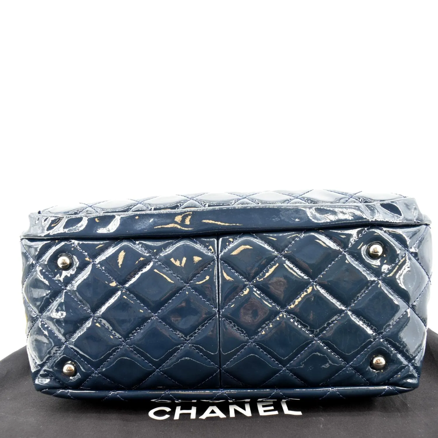 CHANEL Chic Glitter Large Patent Leather Tote Bag Blue