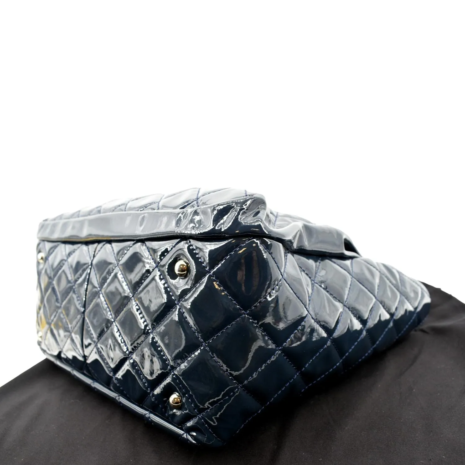 CHANEL Chic Glitter Large Patent Leather Tote Bag Blue