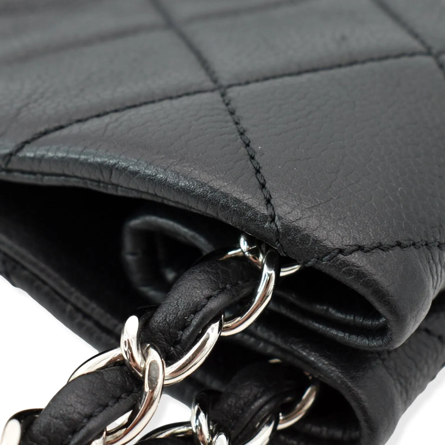 CHANEL Expandable Zip Around Caviar Quilted Tote Shoulder Bag Black