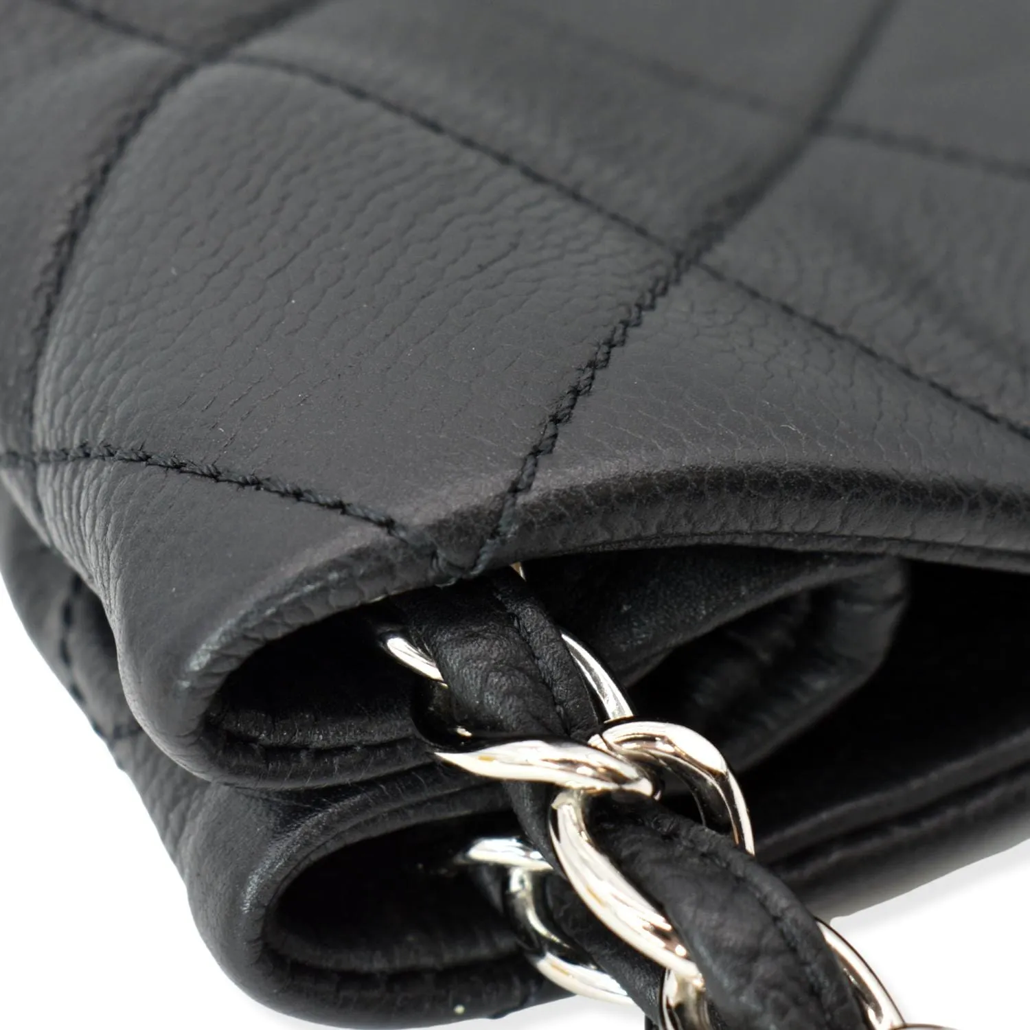CHANEL Expandable Zip Around Caviar Quilted Tote Shoulder Bag Black