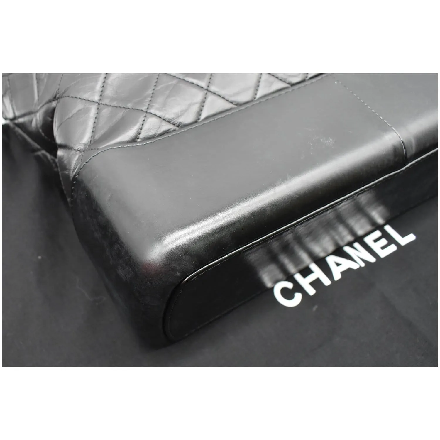 CHANEL Gabrielle Large Quilted Calfskin Leather Shopping Tote Bag Black