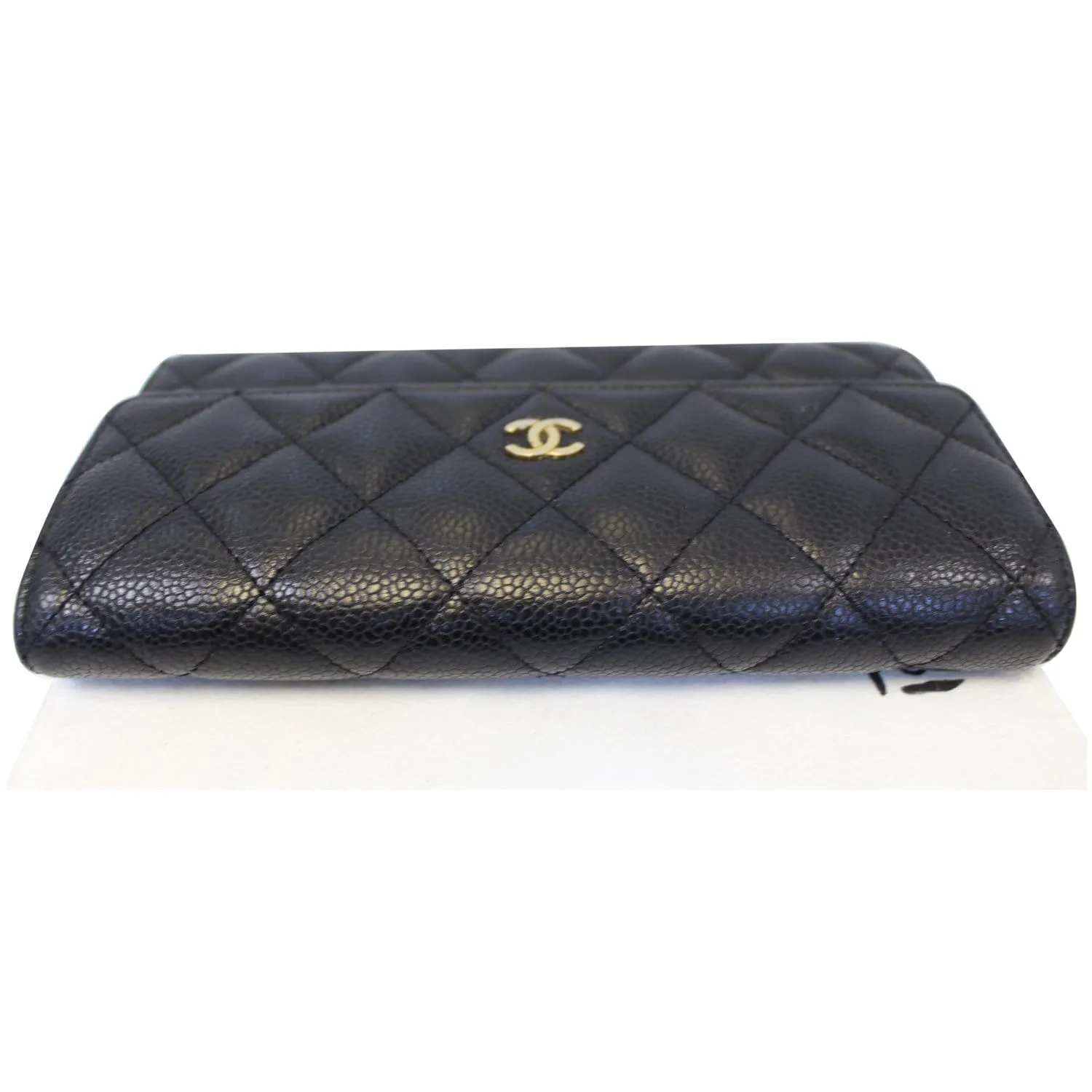 Chanel Gusset Flap Caviar Wallet Black