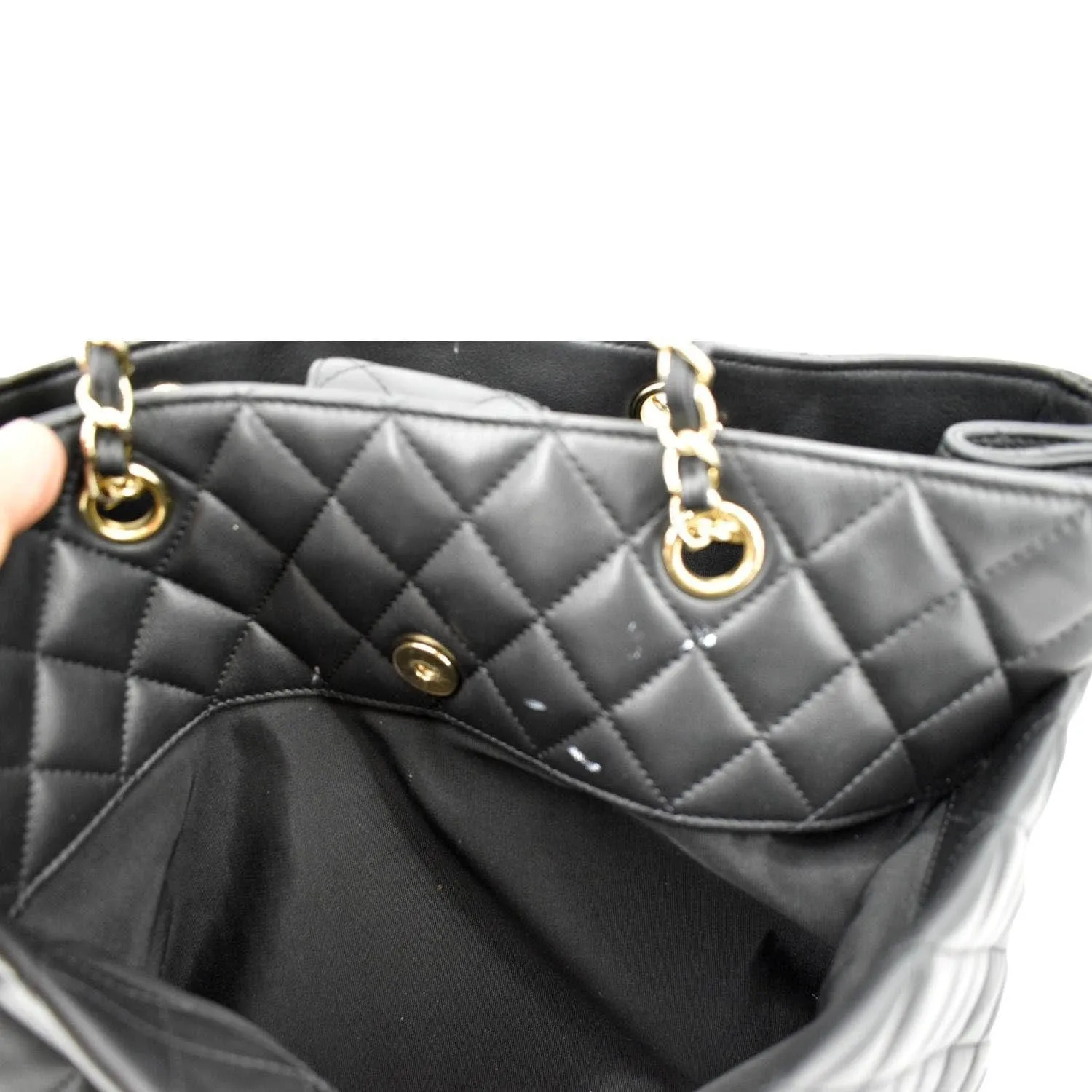 CHANEL Large Classic Shopping Quilted Leather Tote Bag Black