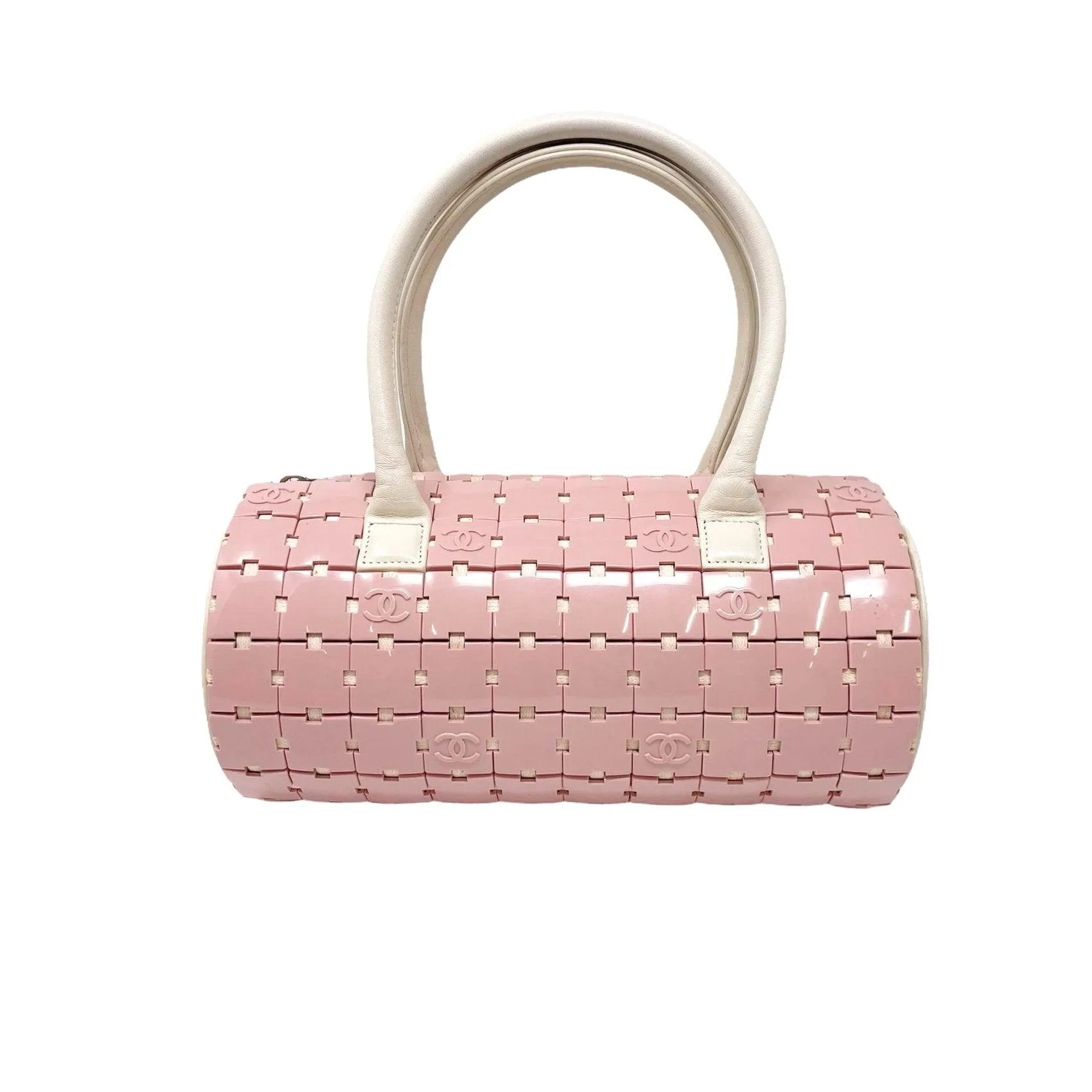 Chanel Pink Puzzle Logo Cylinder Bag
